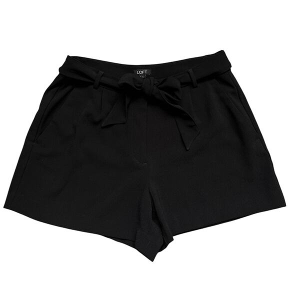 NWT Loft Black Belted Front Tie High Waisted Shorts Size 8 - Picture 4 of 9
